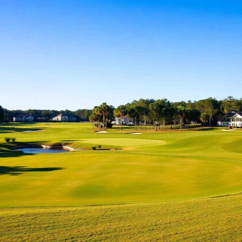 A beautiful golf course in Chapin SC with seasonal residents enjoying the sunny weather.