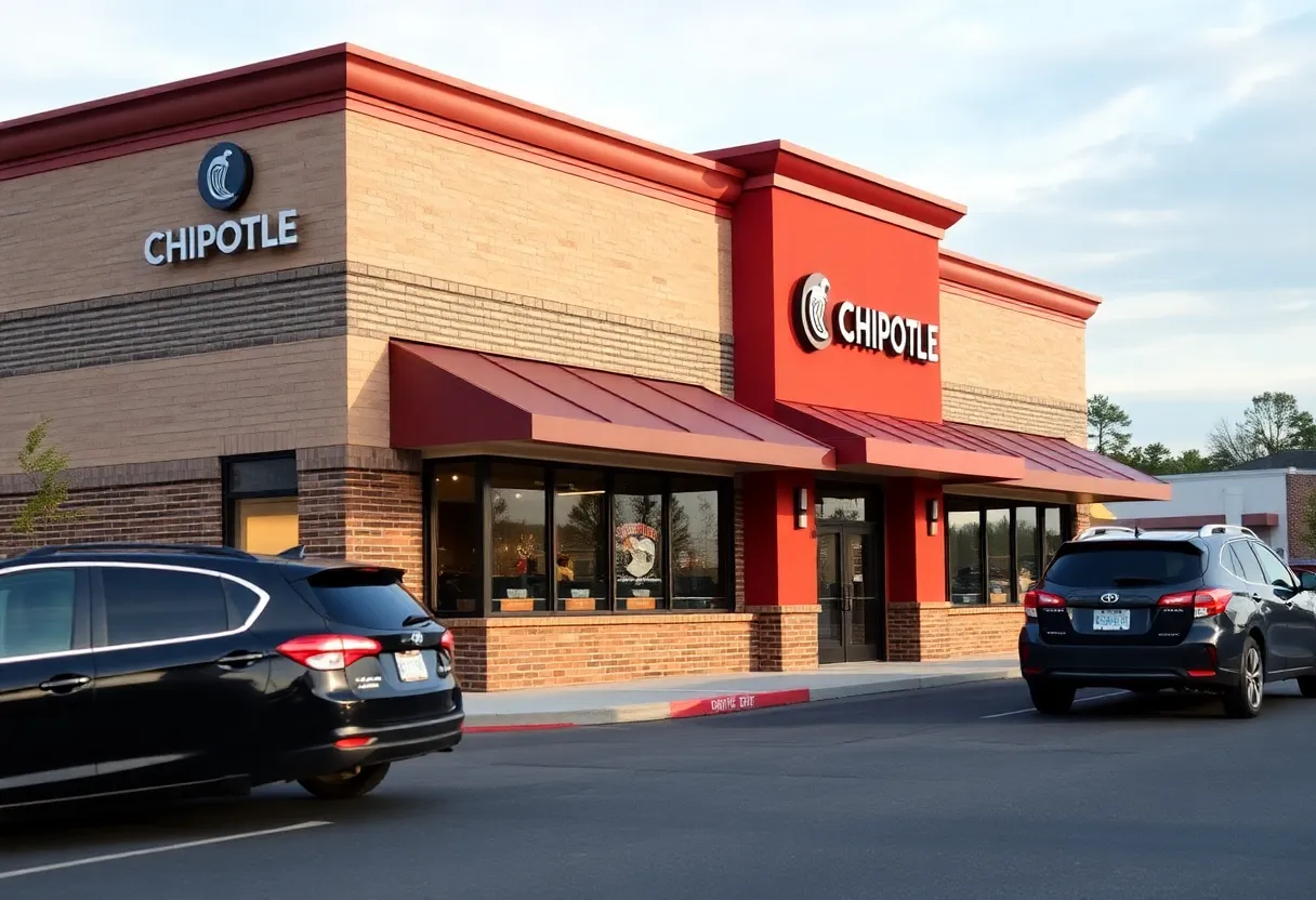 Exterior view of the new Chipotle restaurant with a drive-thru in Lexington, SC.