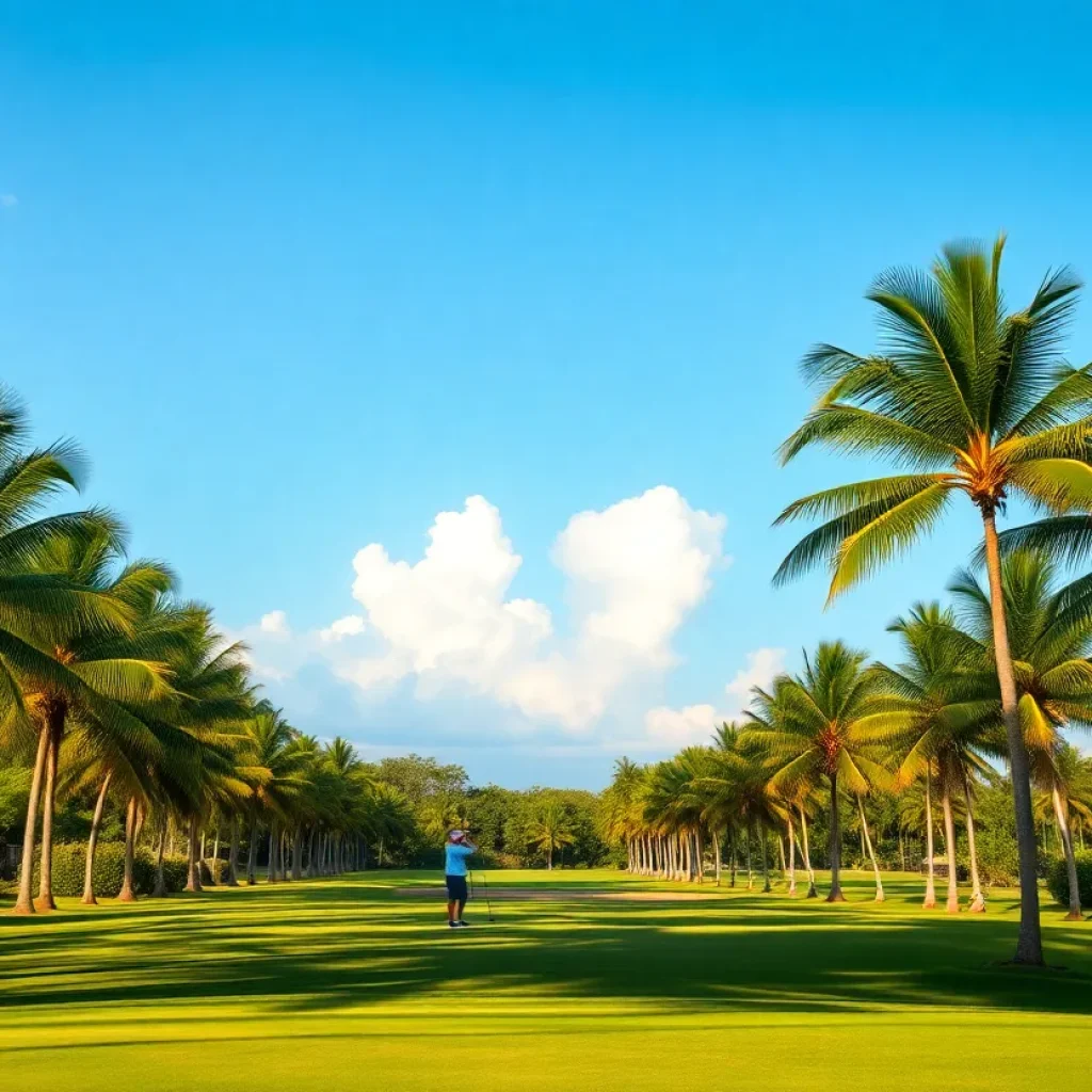 Scenic view of a golf course in Punta Cana, Dominican Republic.