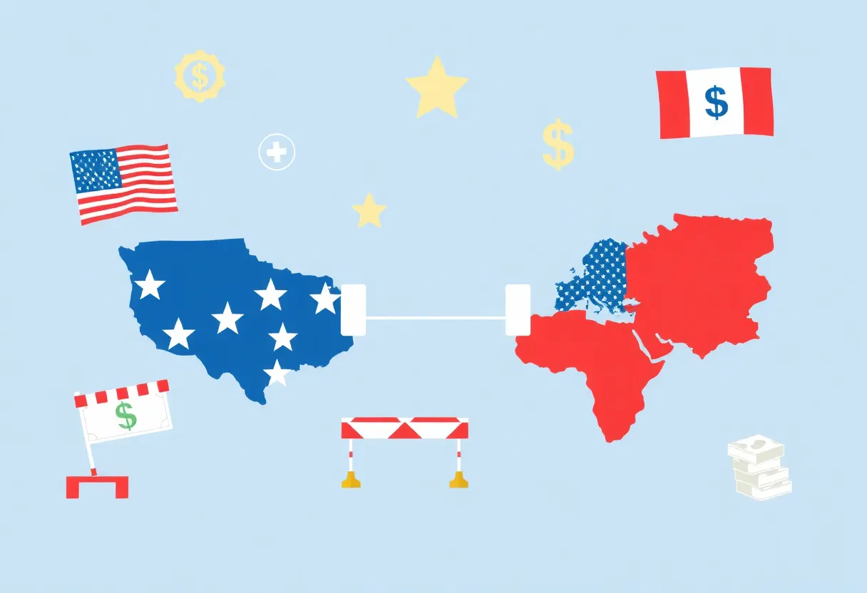 Illustration of trade negotiations and tariffs