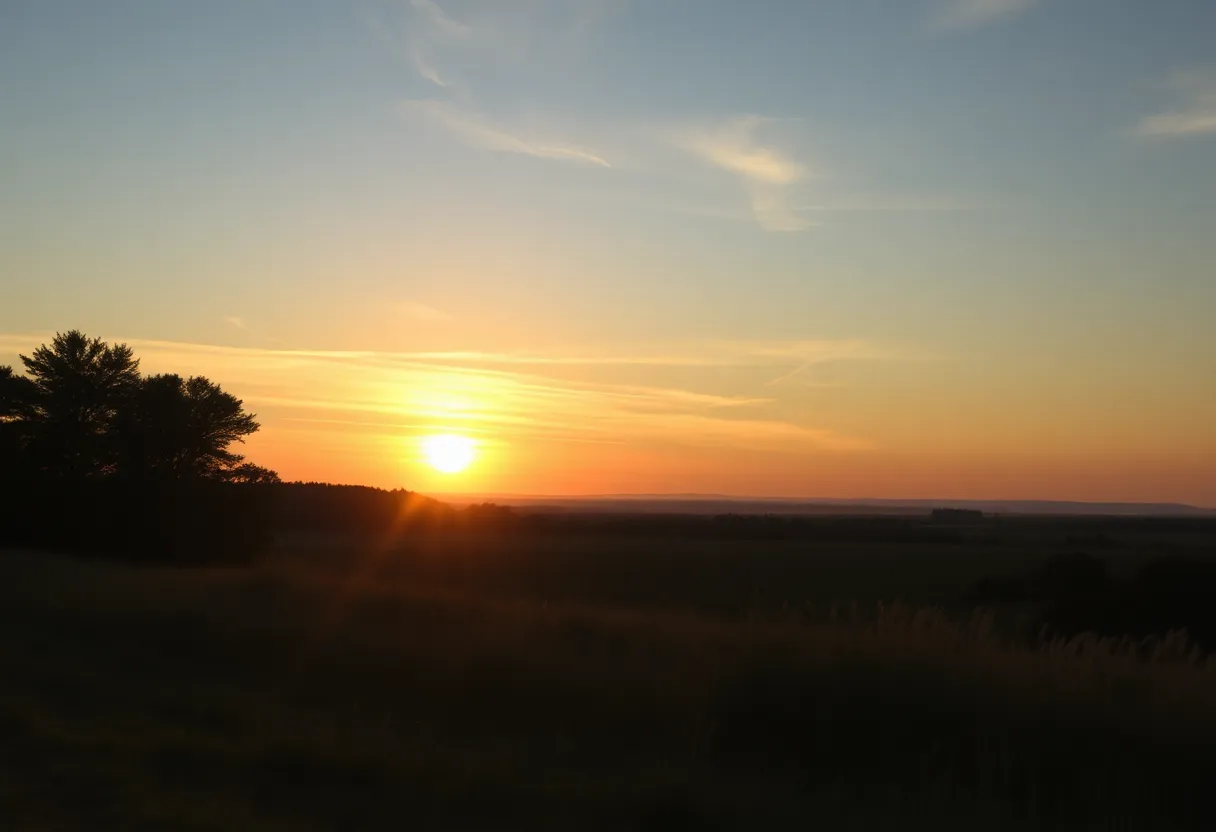 A serene sunset landscape representing remembrance