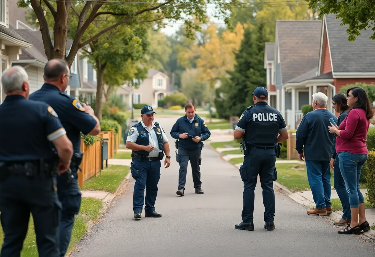 Police officers conducting a search in a Chapin neighborhood
