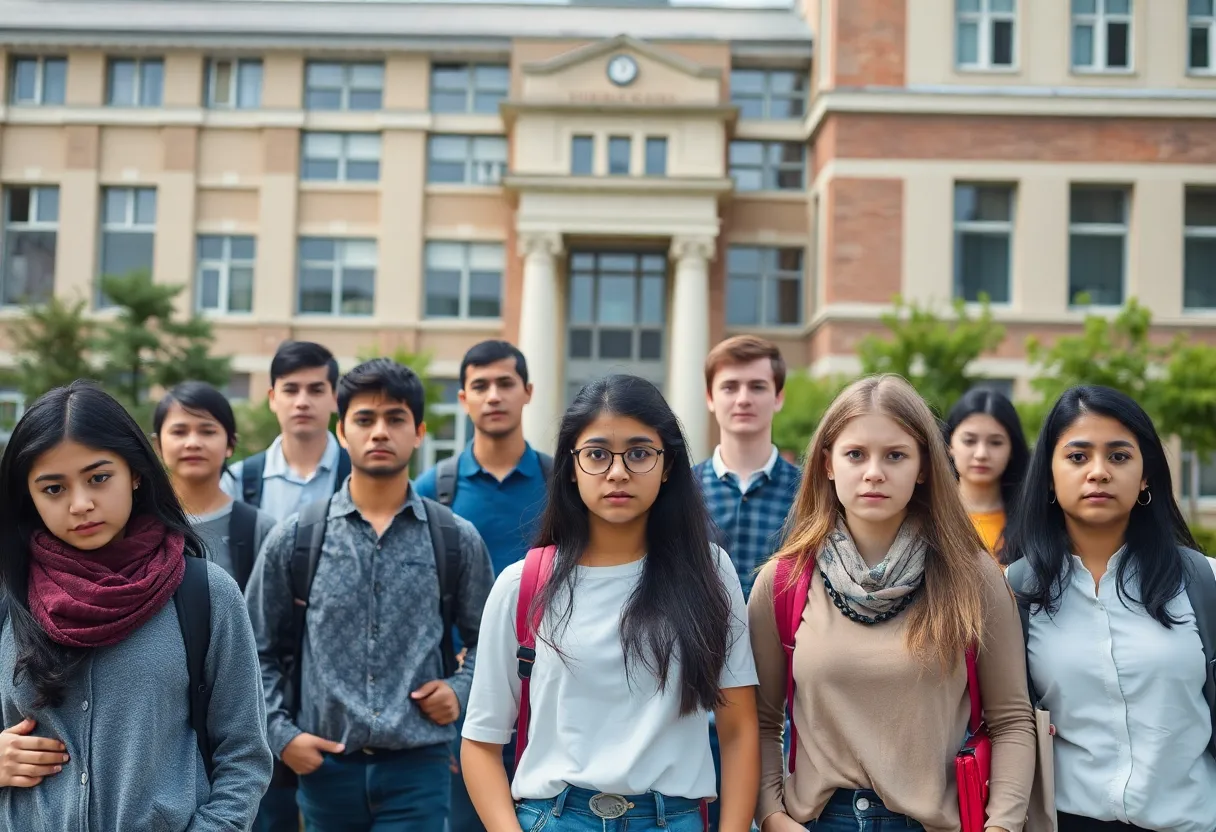 International students displaying concern and anxiety on campus