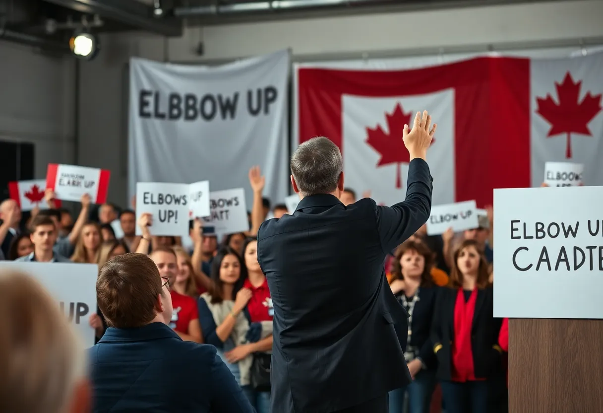 Crowd at a political rally in support of Canada's new Prime Minister