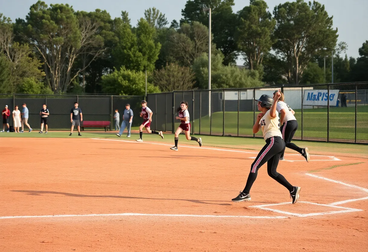 High school softball players competing during the playoffs