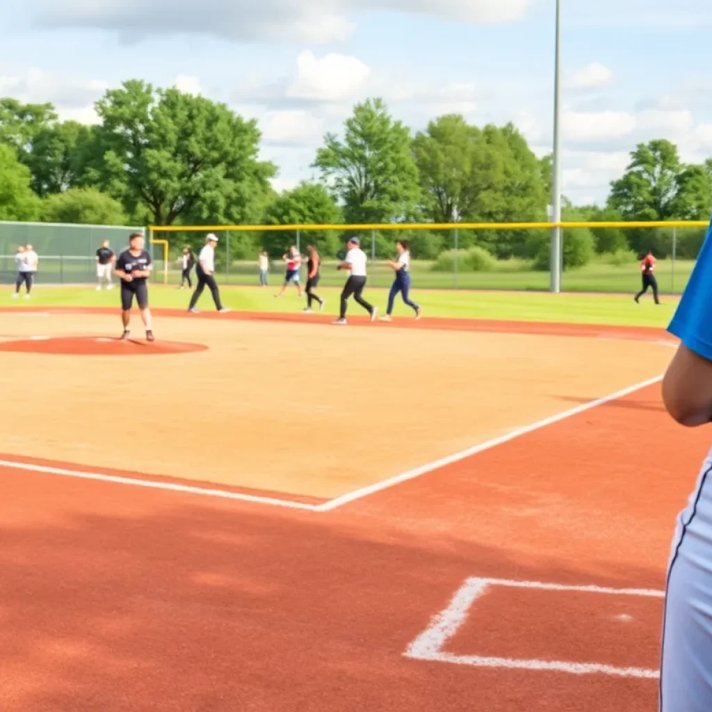 Softball players in action during the All-State Games in South Carolina.
