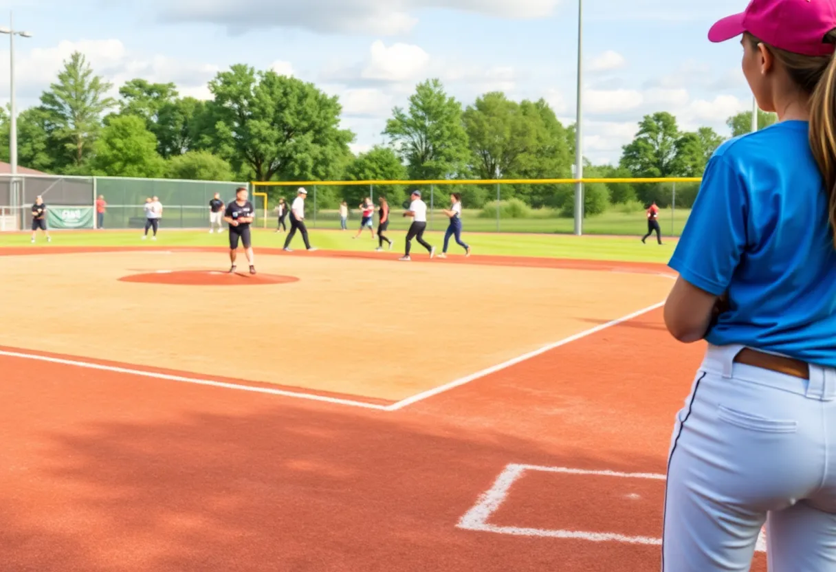 Softball players in action during the All-State Games in South Carolina.