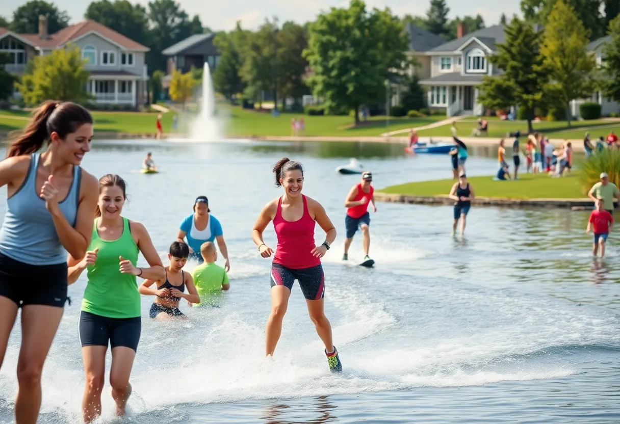 People participating in fitness and waterskiing activities in Chapin SC