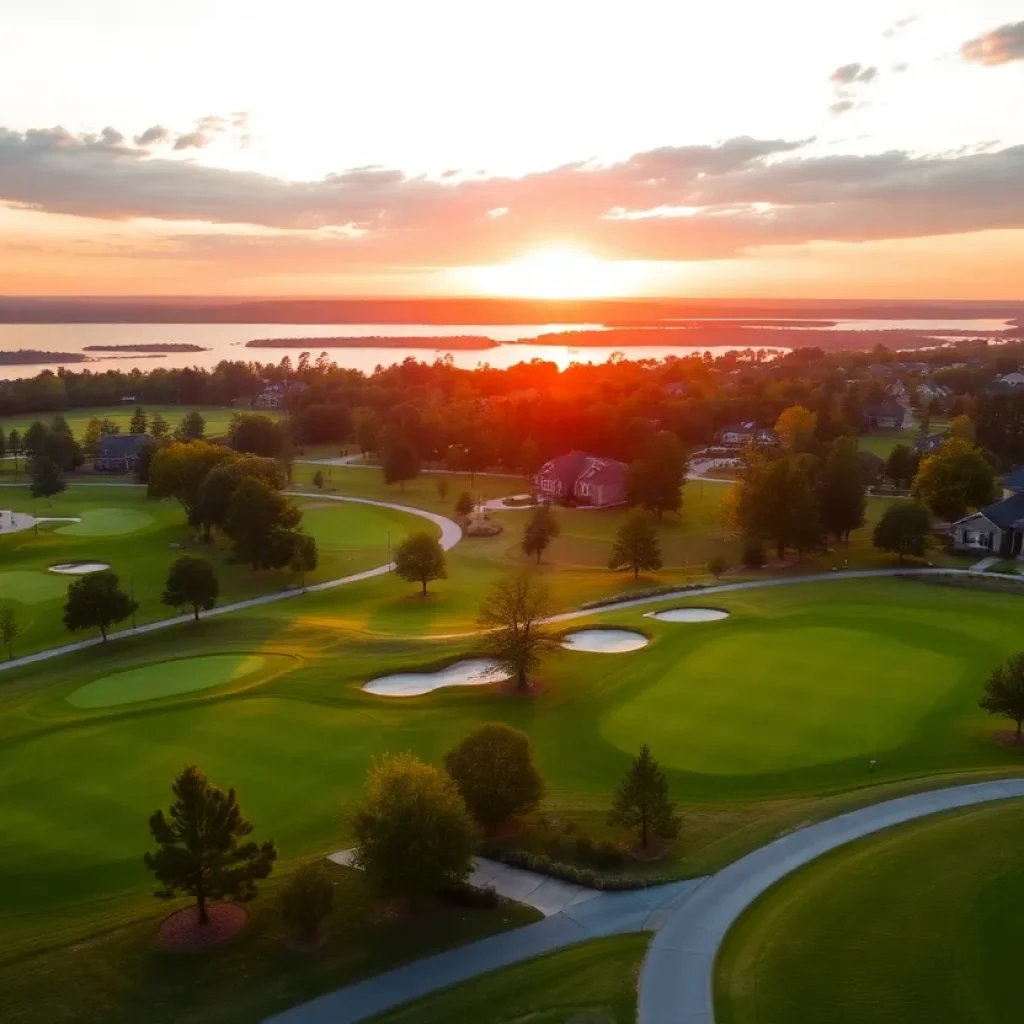 A beautiful view of golf homes in Chapin SC with Lake Murray in the background