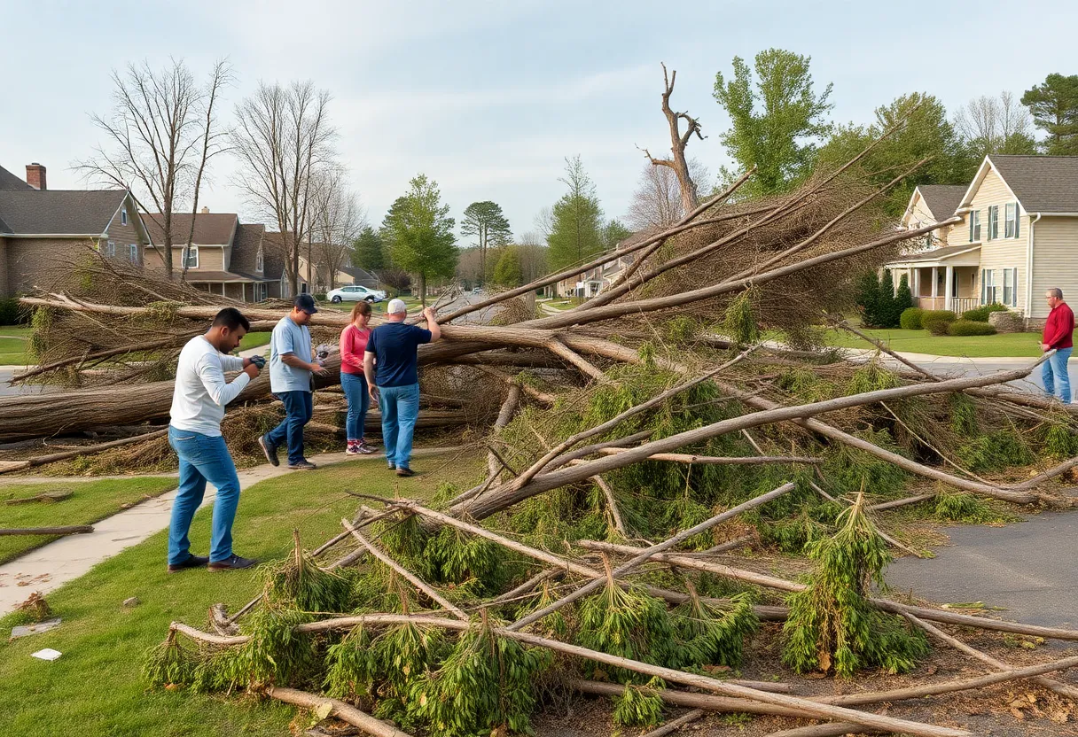 Aftermath of tornado cleanup in Chapin, SC