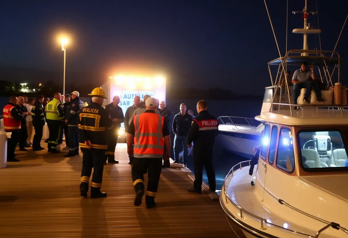 Emergency responders at charter boat shooting scene