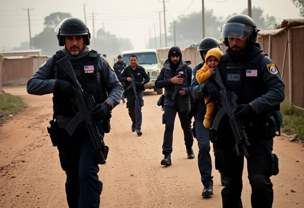 Law enforcement officers conducting a migrant smuggling operation