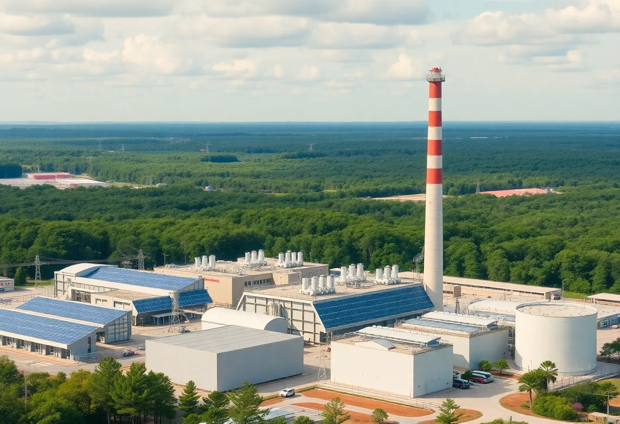 Modern energy plant highlighting renewable energy sources in South Carolina