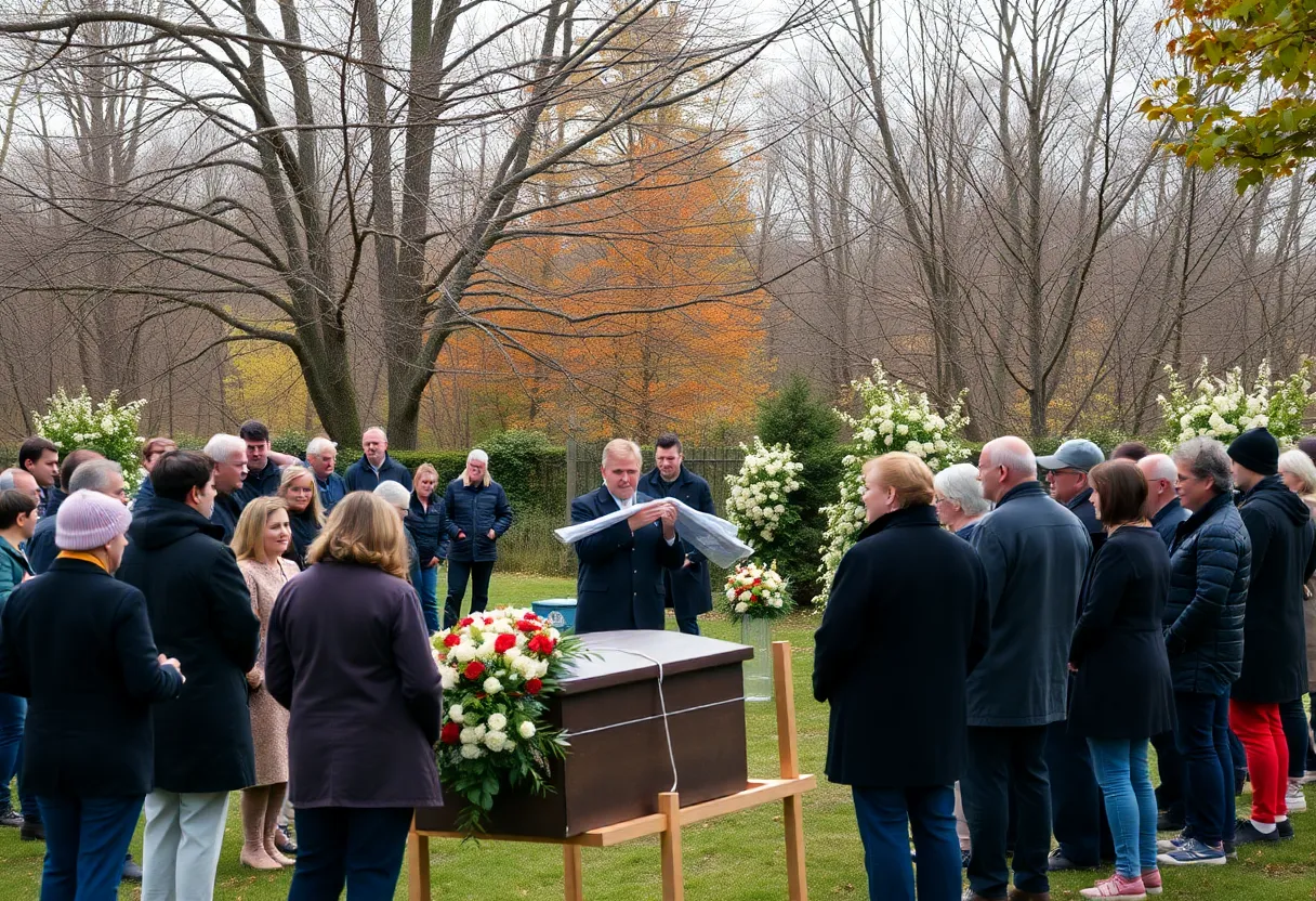 Mourners gathered at a funeral ceremony in Chapin, SC.