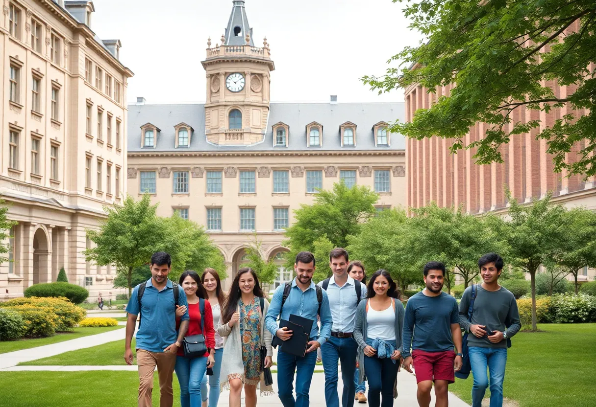 Diverse students at Columbia University campus