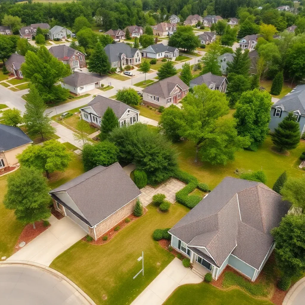 Scenic view of a suburban neighborhood showcasing diverse homes in Columbia, SC