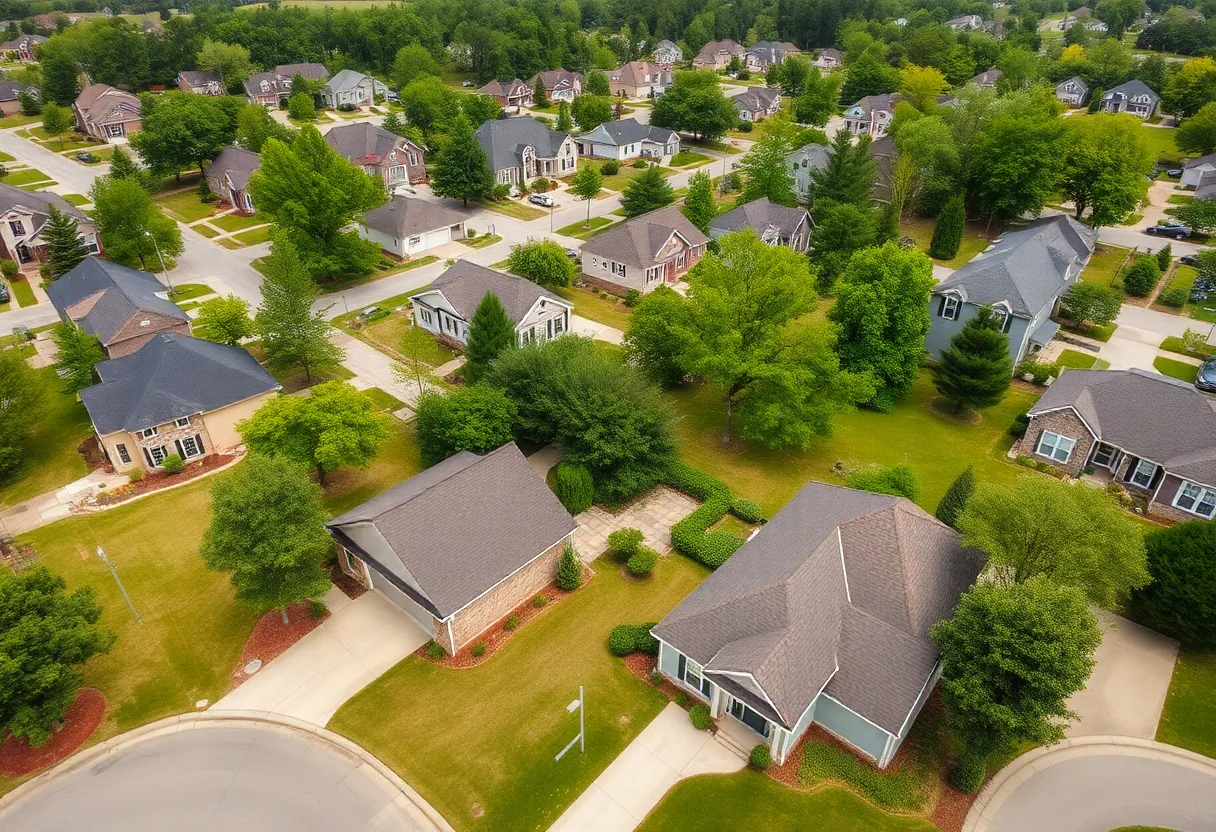 Scenic view of a suburban neighborhood showcasing diverse homes in Columbia, SC