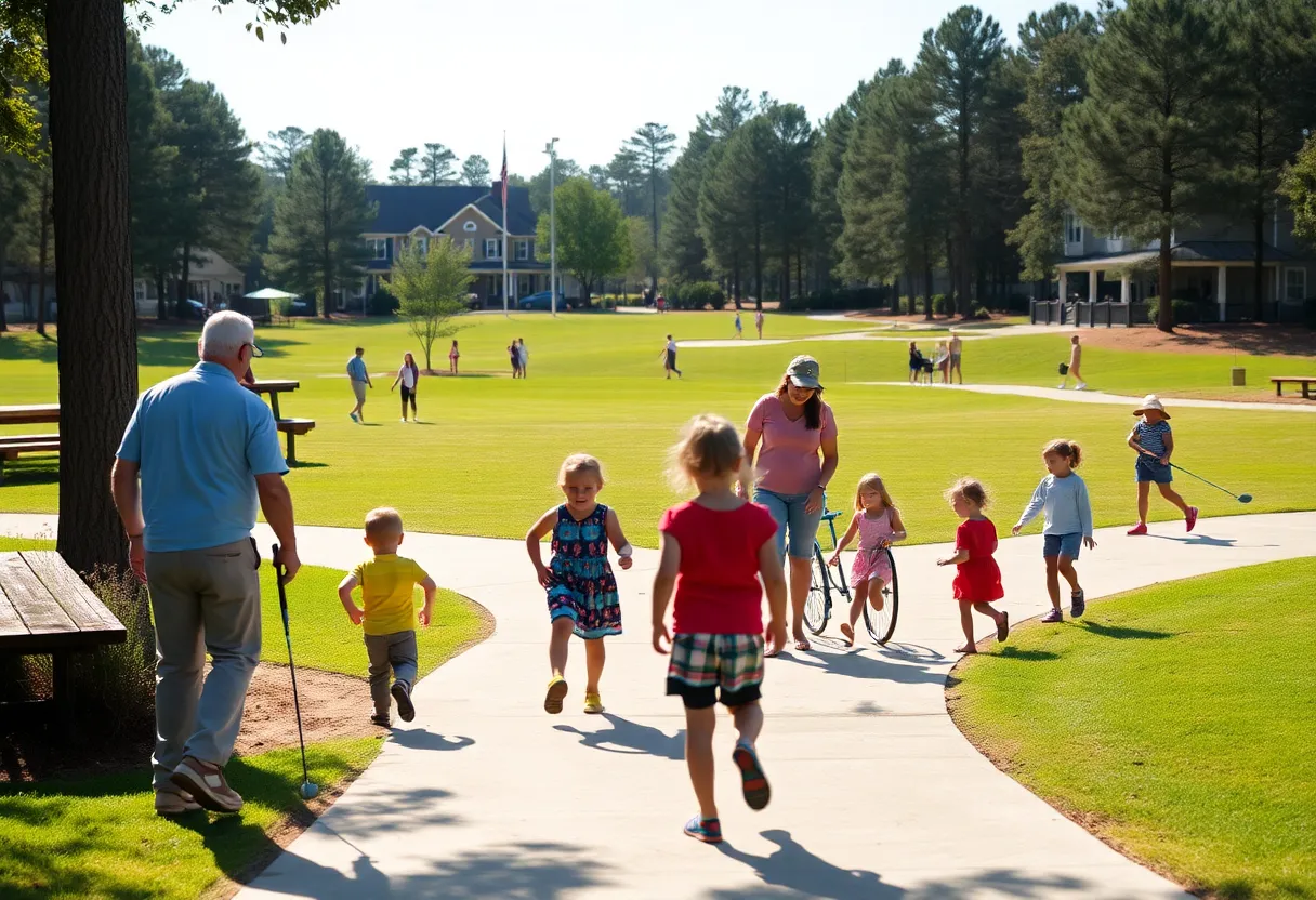 Families participating in activities at a golf community in Chapin SC