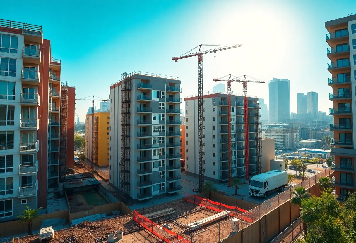 Construction site of new housing developments in California