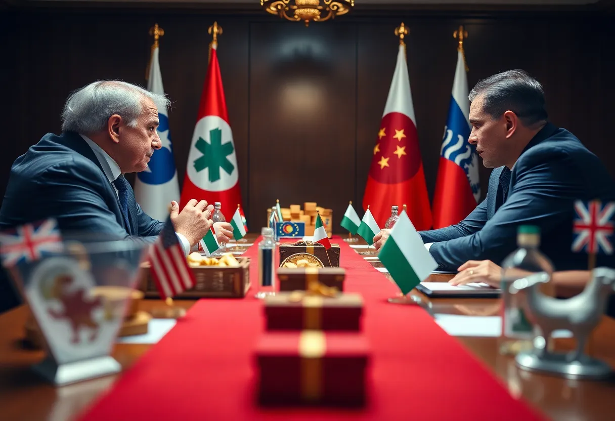 Meeting between representatives discussing trade tariffs