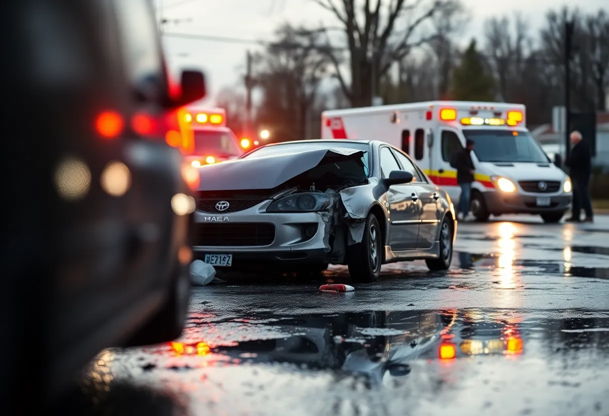 Scene of a car accident in Chapin, South Carolina
