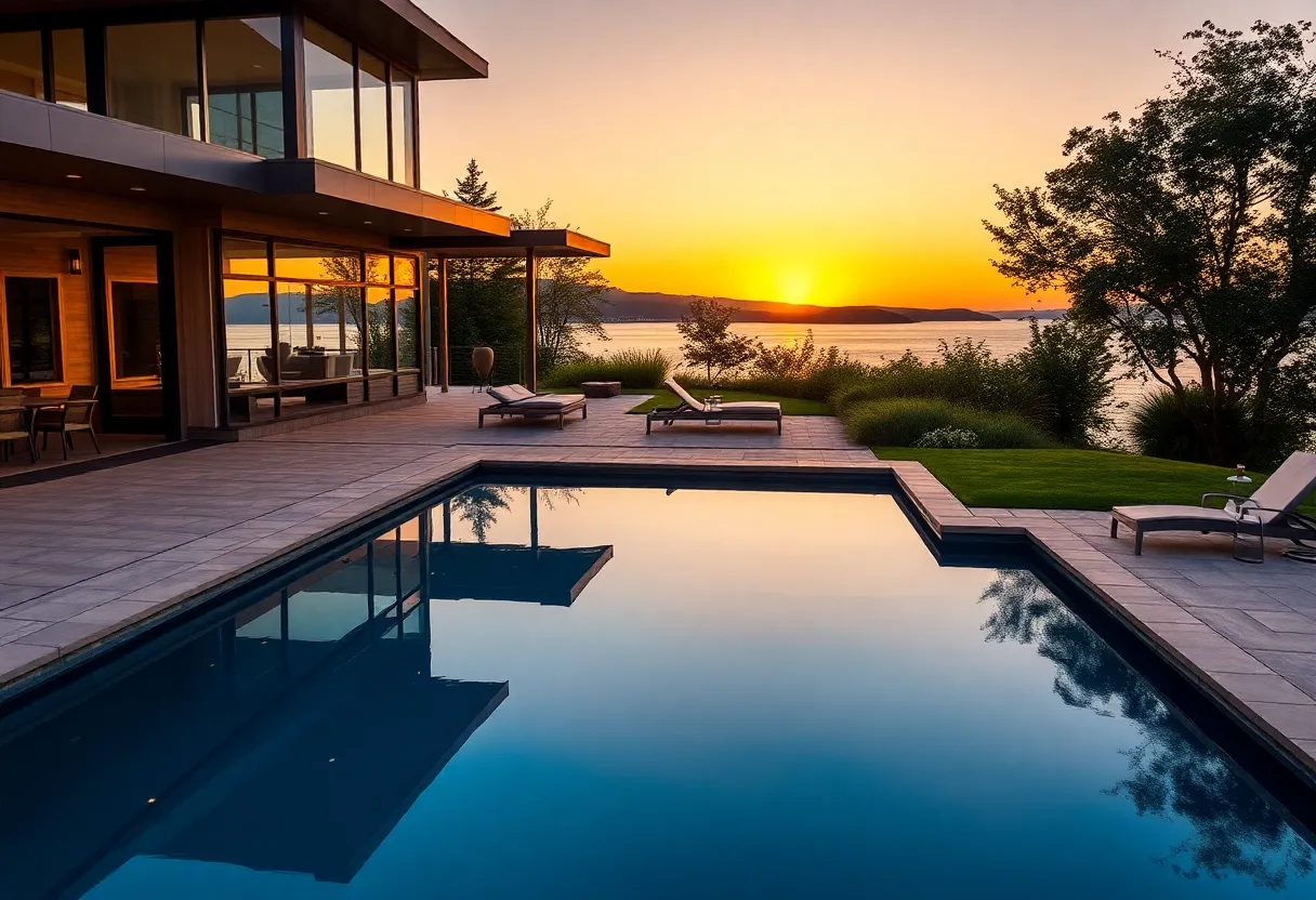 Luxurious residence by the lake with modern architecture