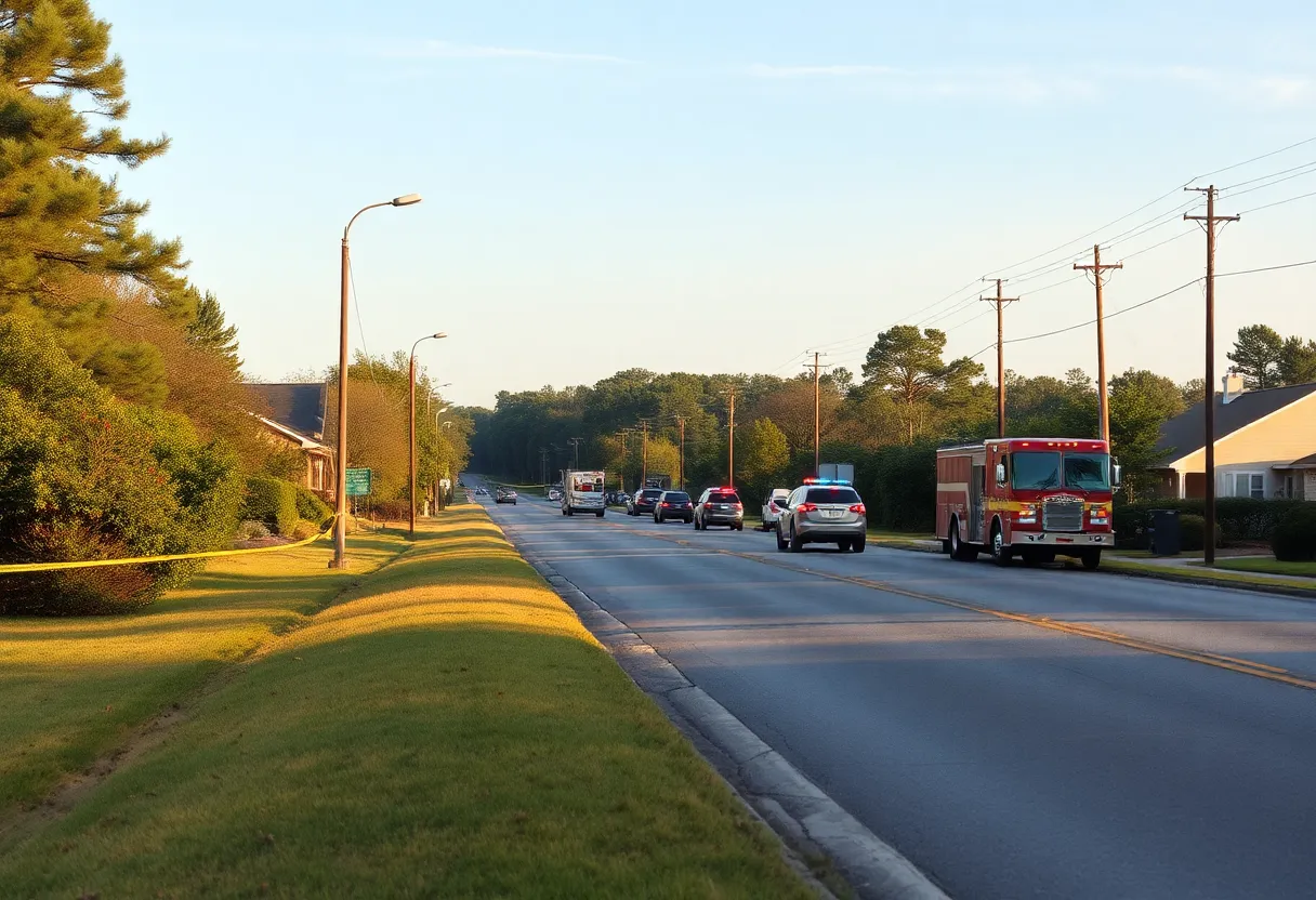 Aftermath of a serious accident on a suburban road in Chapin, SC