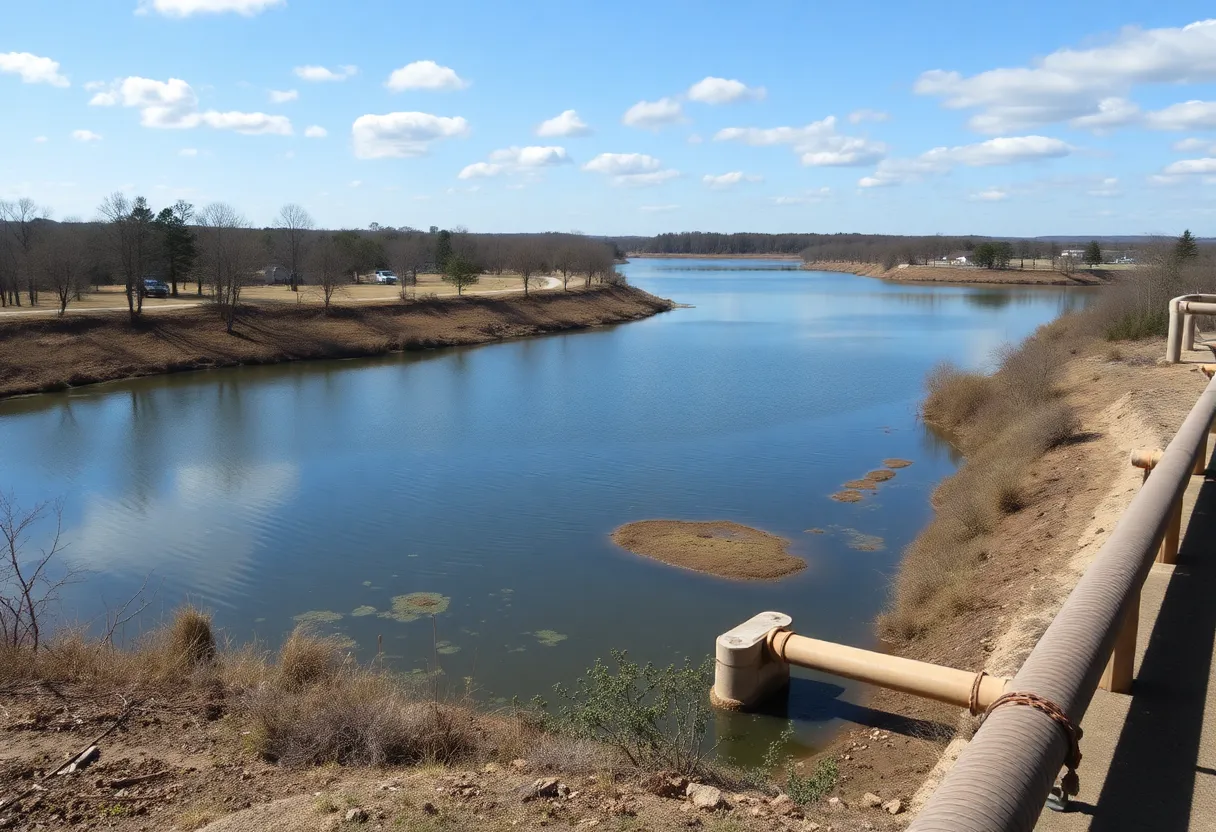 Lake Murray with sewage system infrastructure in Chapin, S.C.