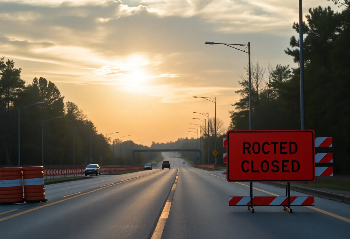 Scene depicting the aftermath of a fatal collision on Dutch Fork Road, with traffic signs