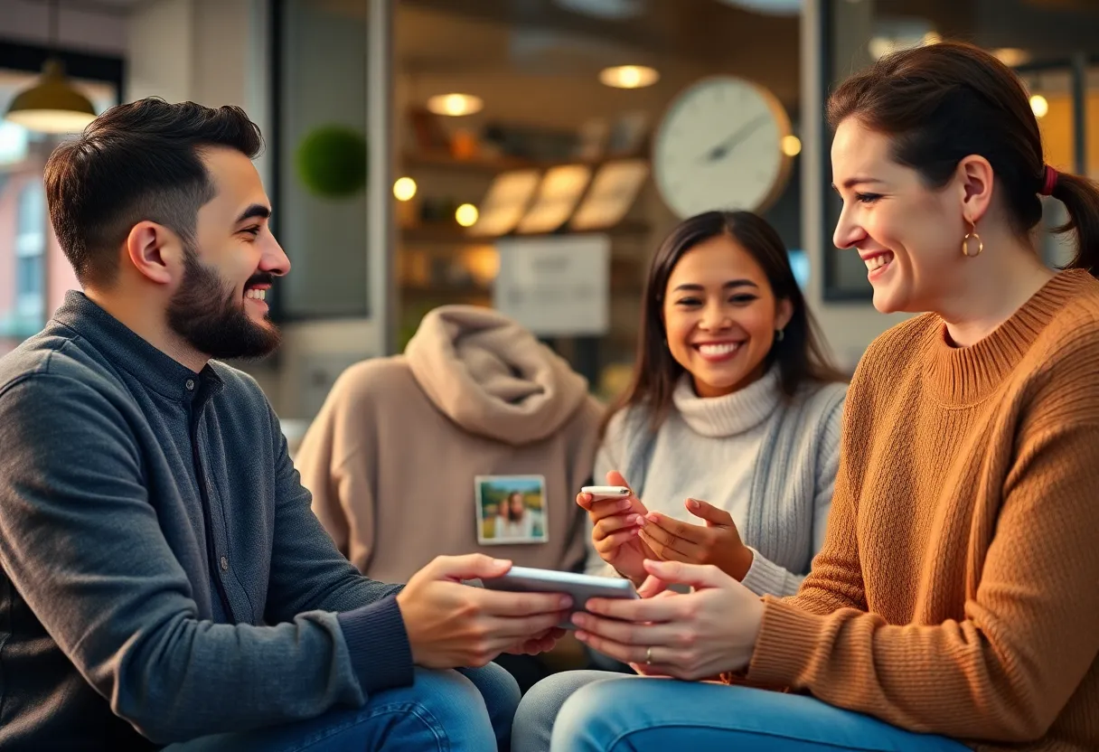 Illustration of emotional marketing interaction between a brand and consumers