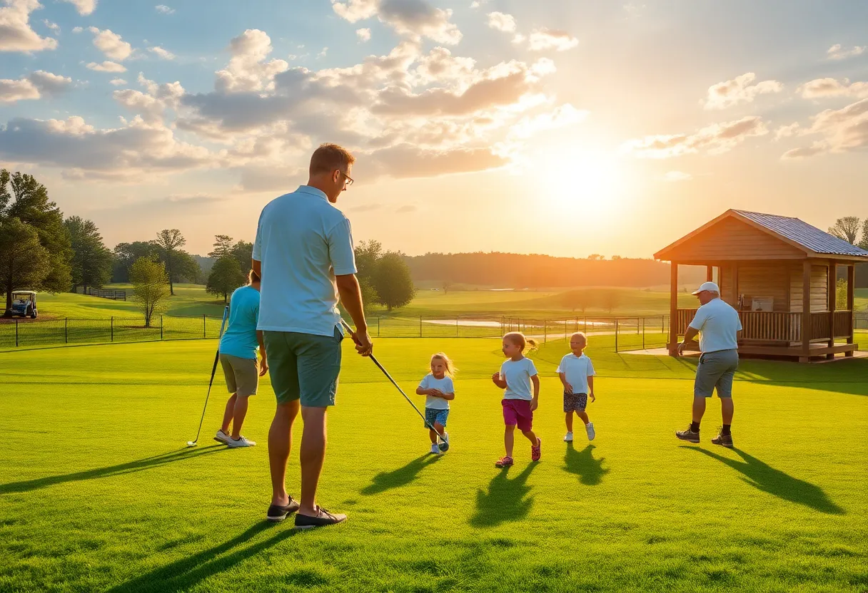 Families enjoying golf activities at Lake Murray Golf Center