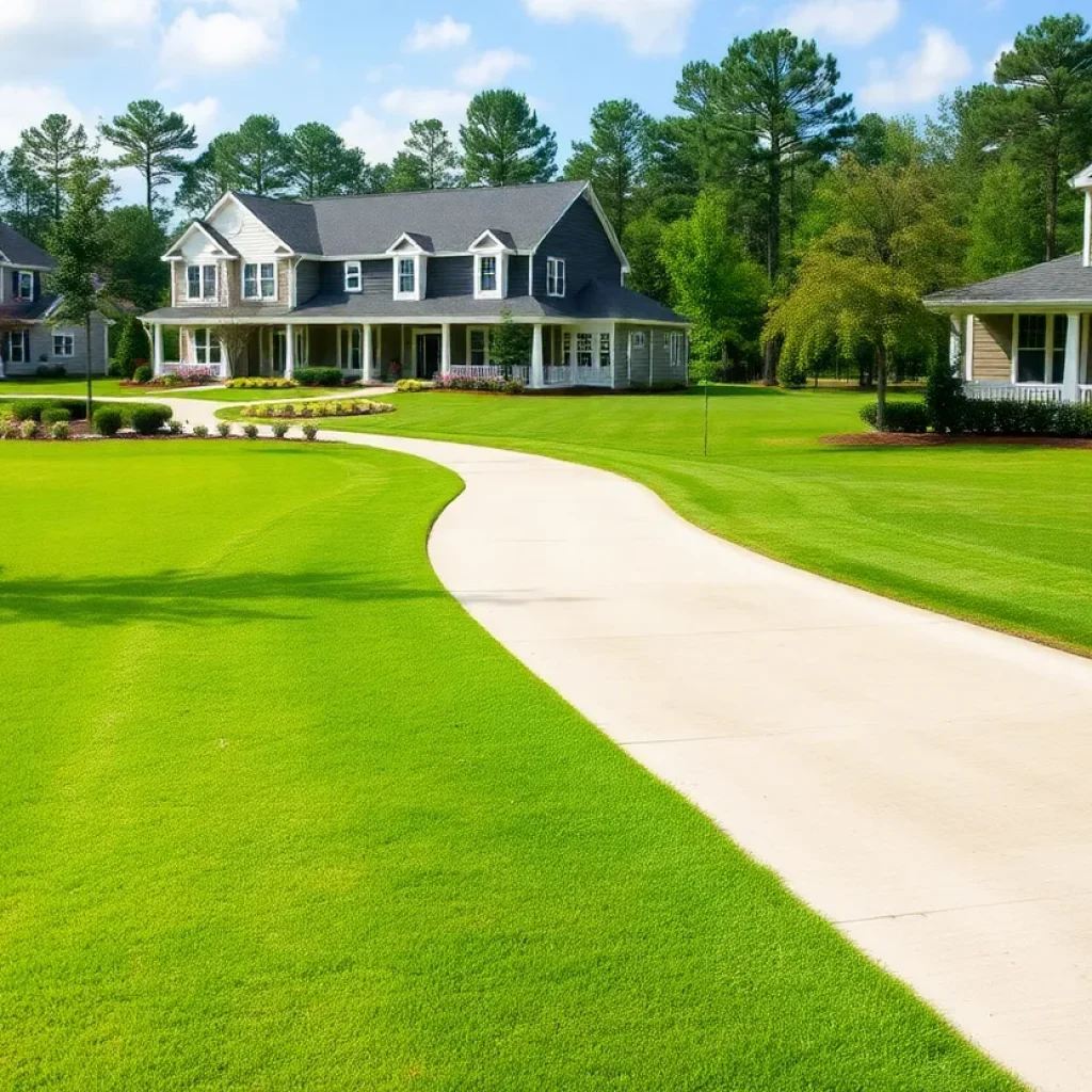 Well-maintained lawns in Chapin SC golf neighborhood