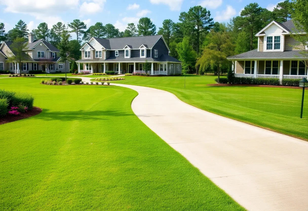 Well-maintained lawns in Chapin SC golf neighborhood