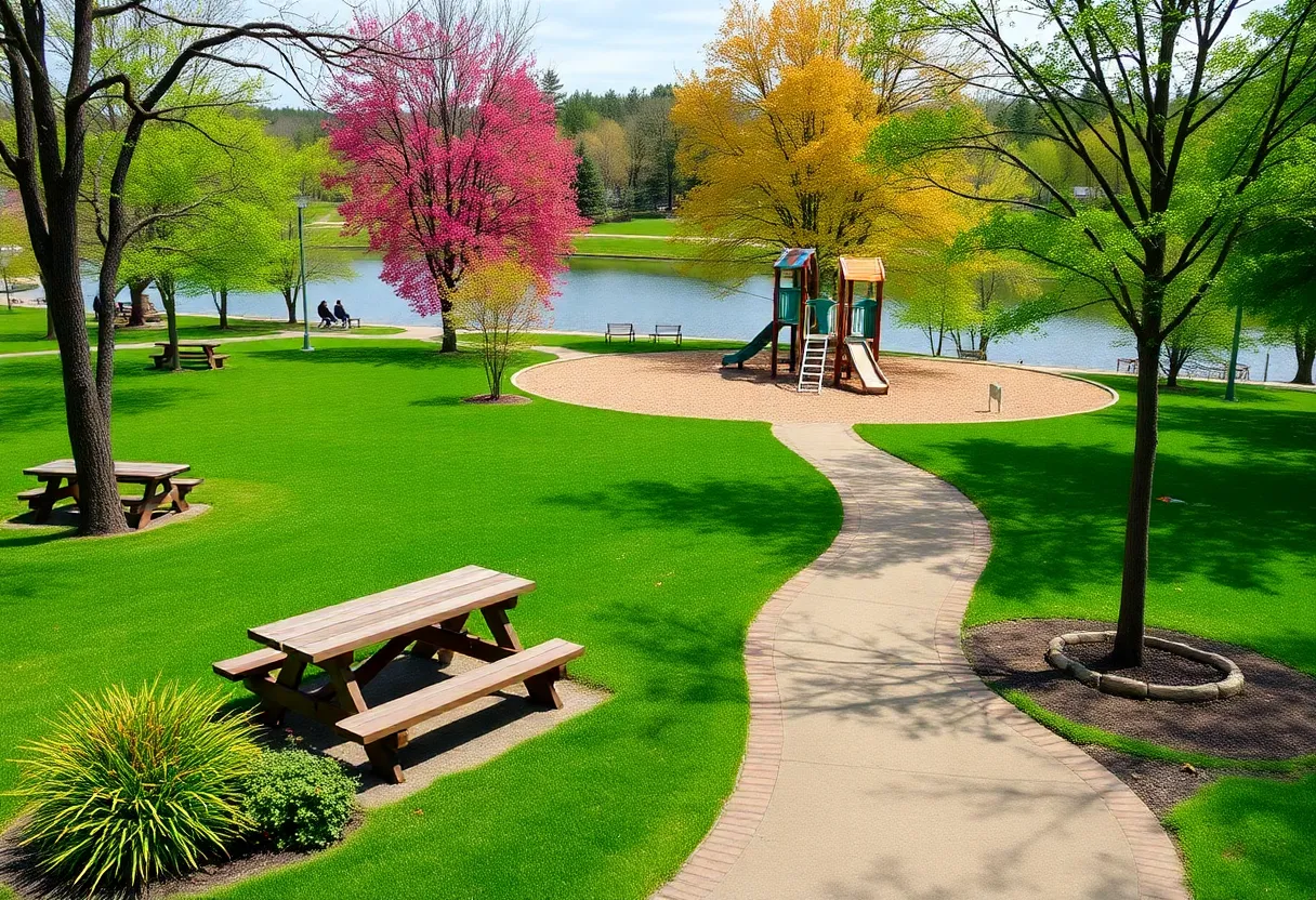 Park features including picnic area and playground near Lake Murray.