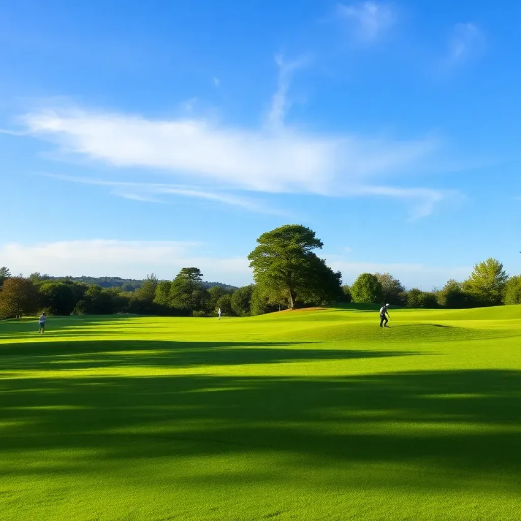 Scenic view of a private golf course in Chapin SC with golfers playing.