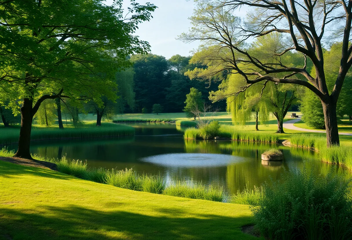 Serene outdoor setting symbolizing community and remembrance