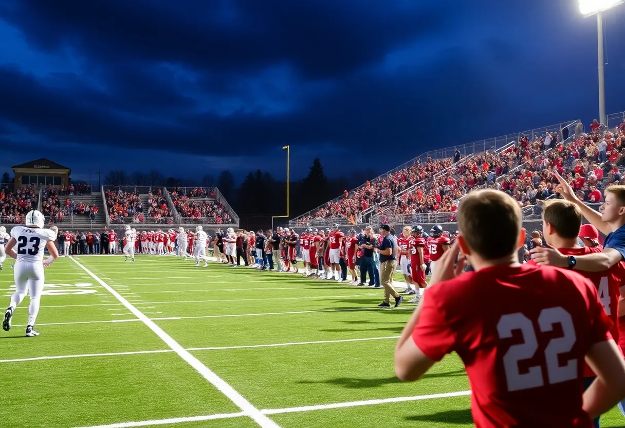 High school football players in action during the opening weekend of the South Carolina football season.