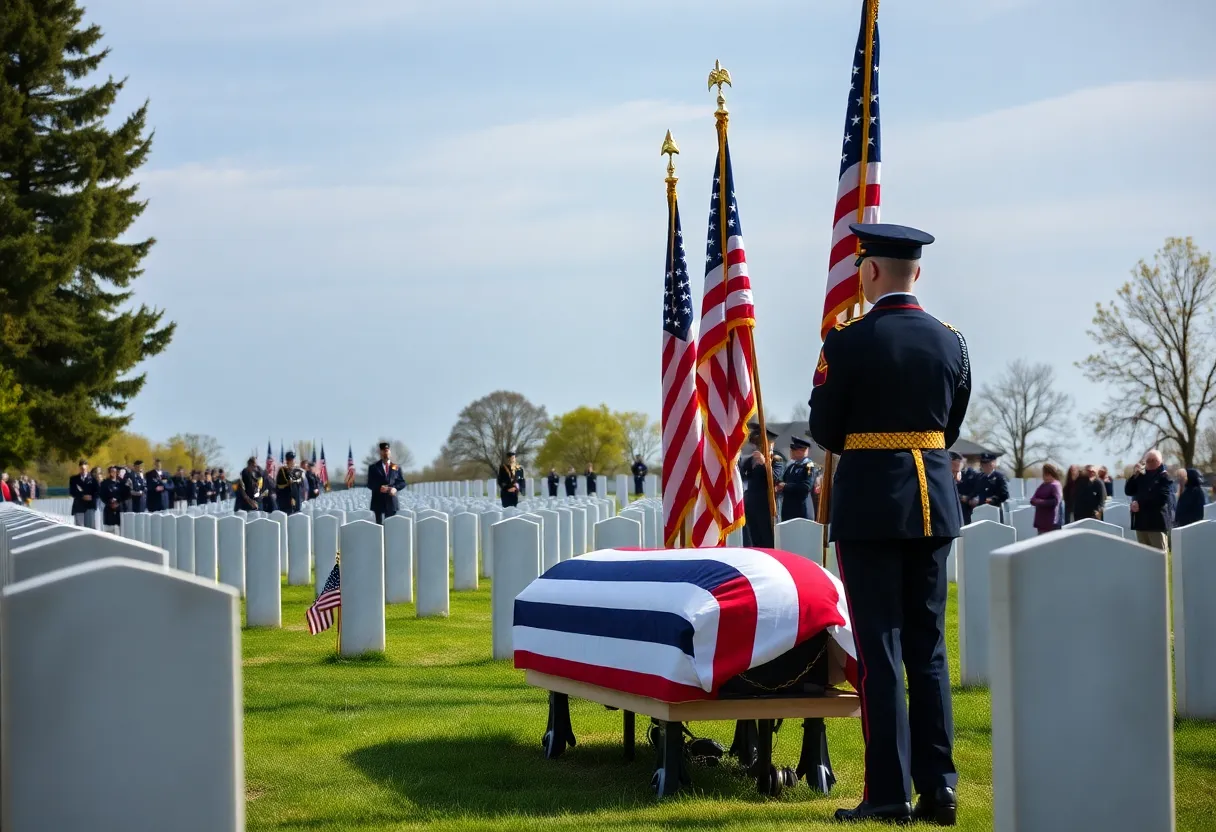 Burial ceremony for unclaimed veterans at Fort Jackson National Cemetery.