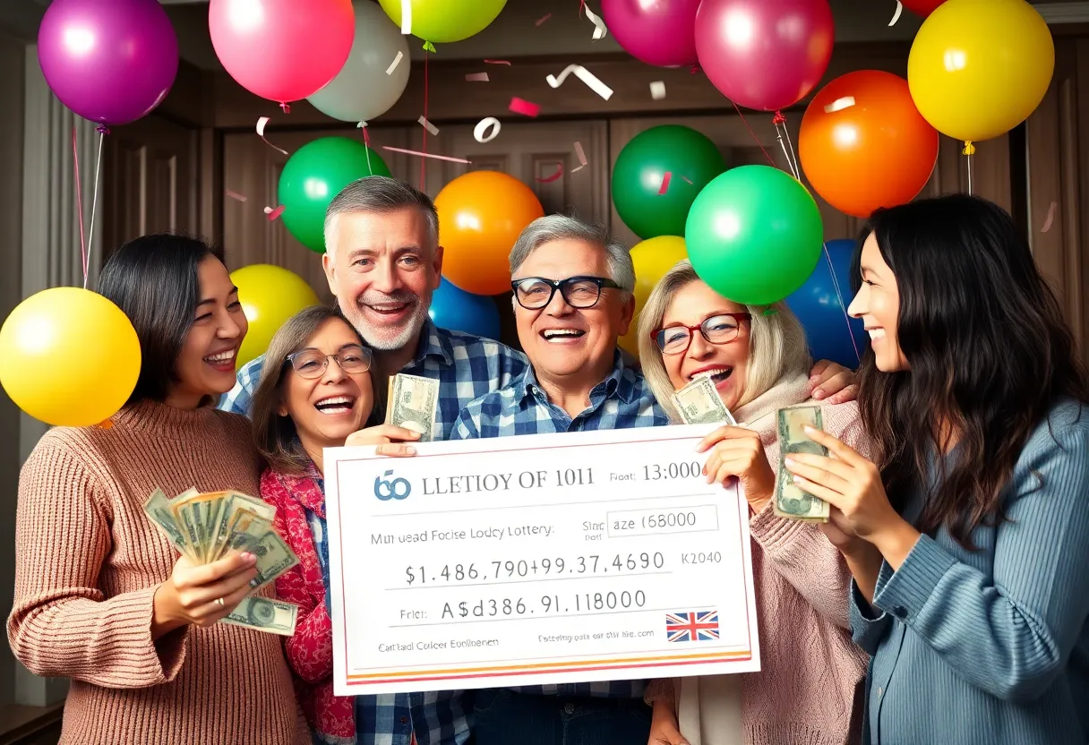 Family celebrating a big lottery win