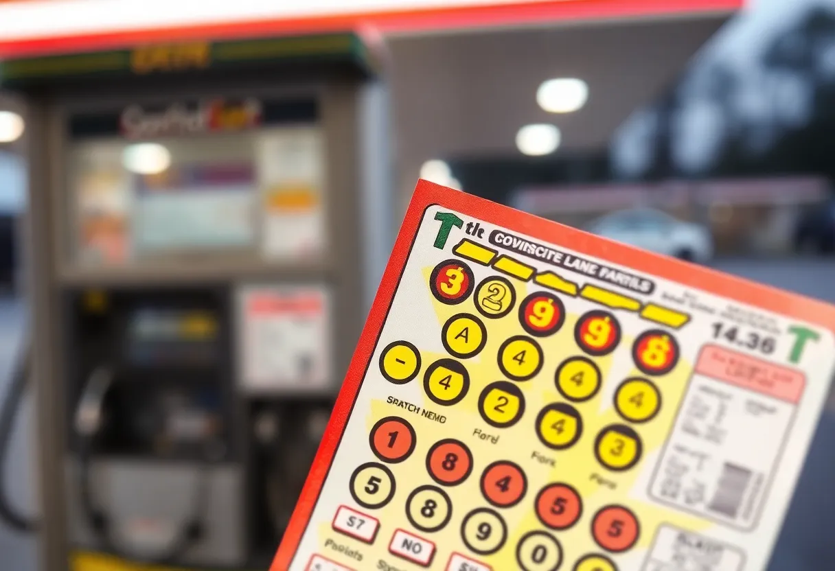 Colorful lottery scratch-off ticket showcasing winning symbols.