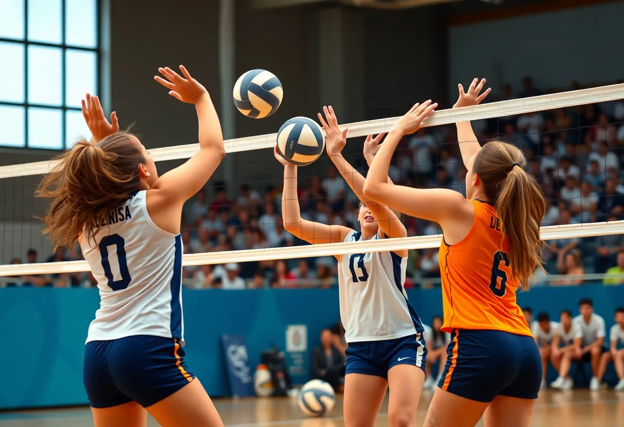 Chapin Eagles in action during a volleyball match against Lexington Wildcats.