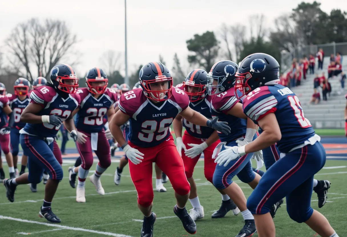 Chapin Eagles competing against Summerville Green Wave on the football field