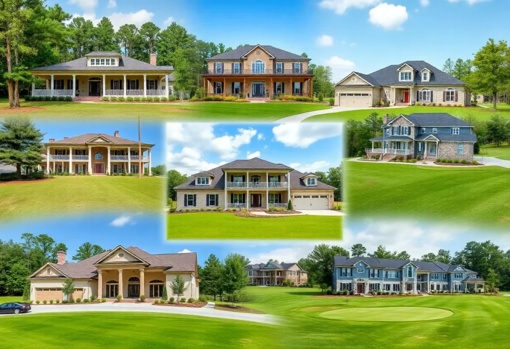 Diverse architectural styles of Chapin SC golf community homes