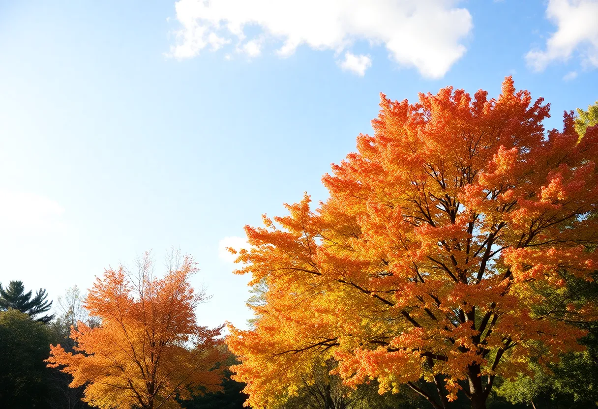 Warm sunny day in Chapin SC with fall foliage.
