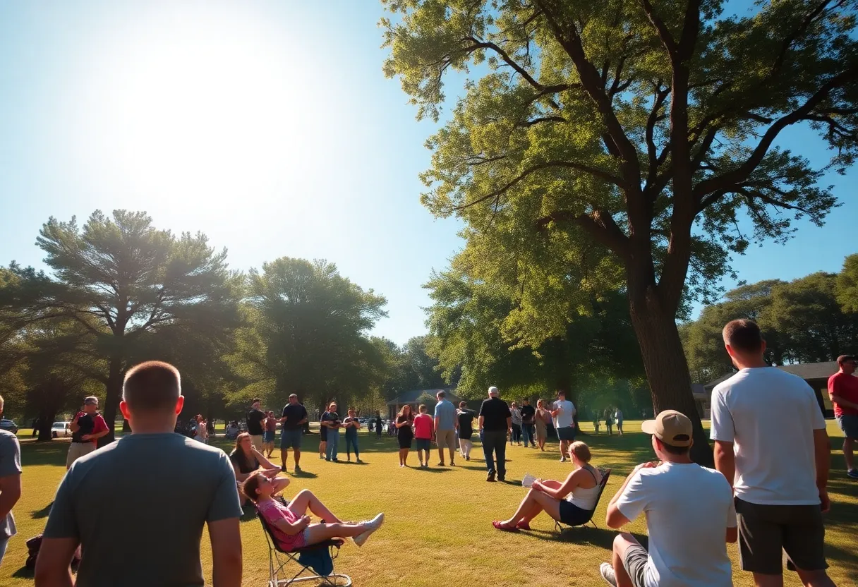 People enjoying warm weather outdoors in Chapin, SC park