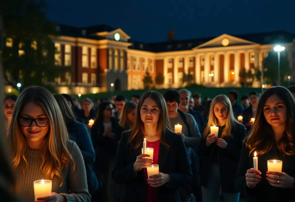 Community members gathered at a vigil to honor Charlie Kirk