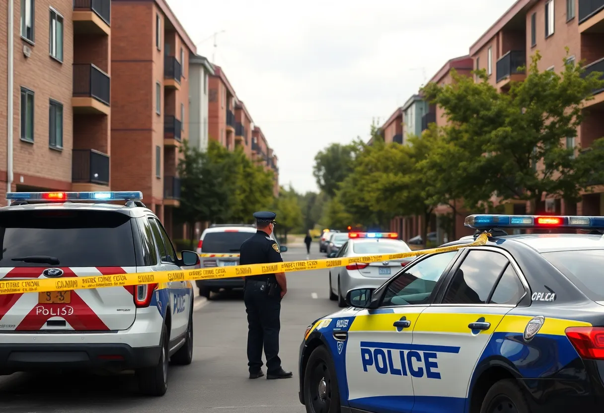 Police officers at the scene of a crime investigation in Newberry
