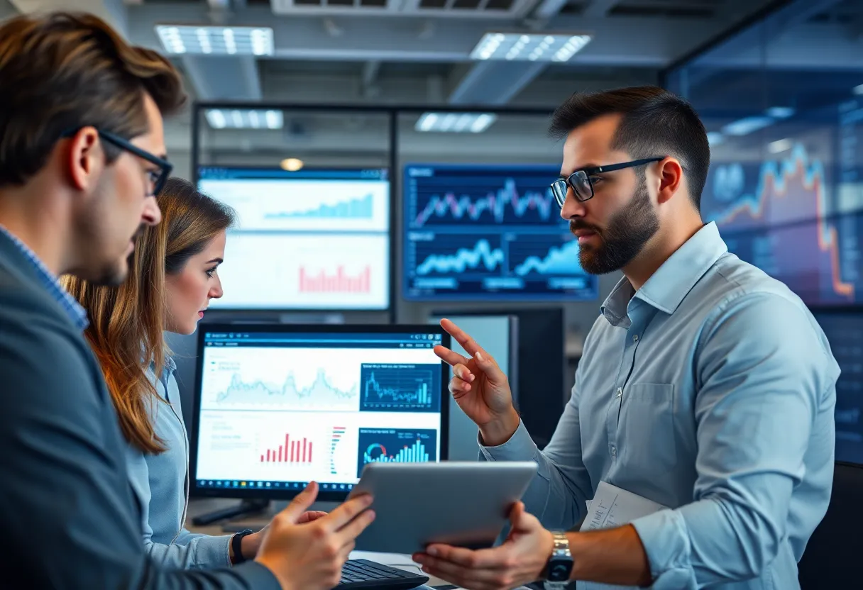 Professionals analyzing data for marketing strategies