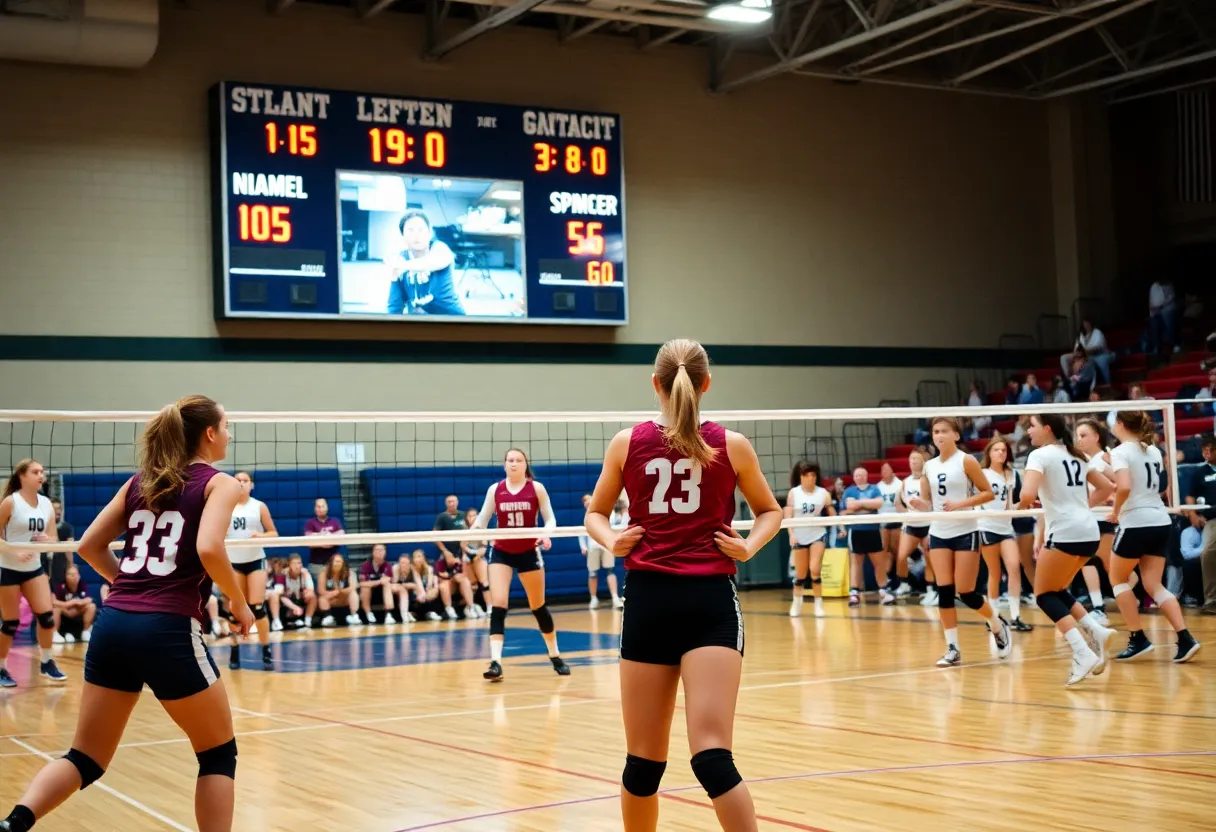 Dutch Fork High School volleyball team playing against Chapin Eagles