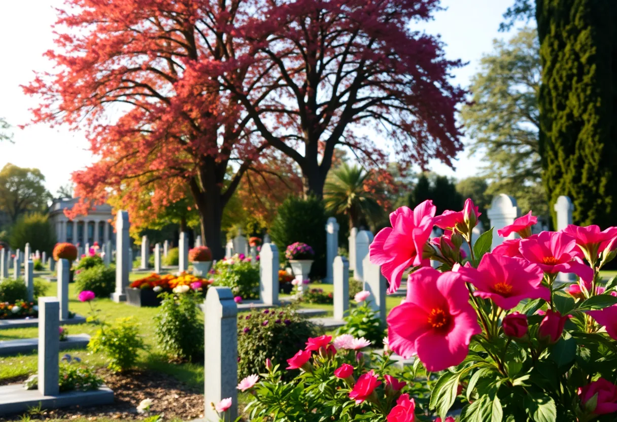 Peaceful cemetery scene in Thomaston for Gloria Ormand